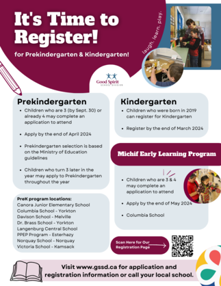 Kindergarten and Pre-K Registration poster